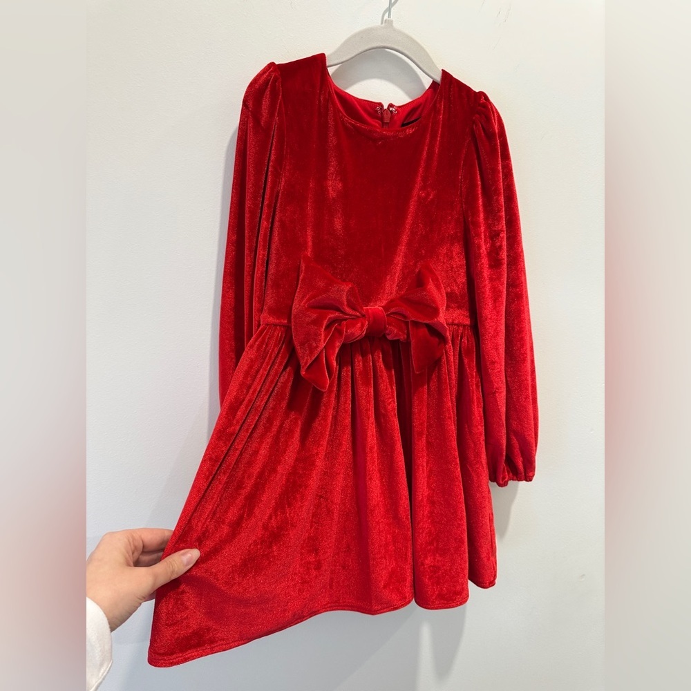 Bardot Junior Vibrant Red Velvet Dress size 6 year old - Picture 4 of 6